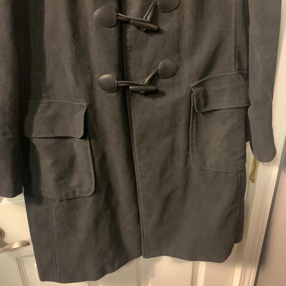 Vintage Gap Women's Toggle Coat Size XL Black Mid Length Cotton Preppy Retro - Picture 4 of 9